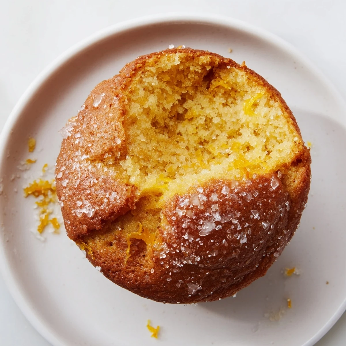 Warm Simple Sweet Lemon Zest Muffins, golden brown and fluffy, perfect with a cup of coffee.