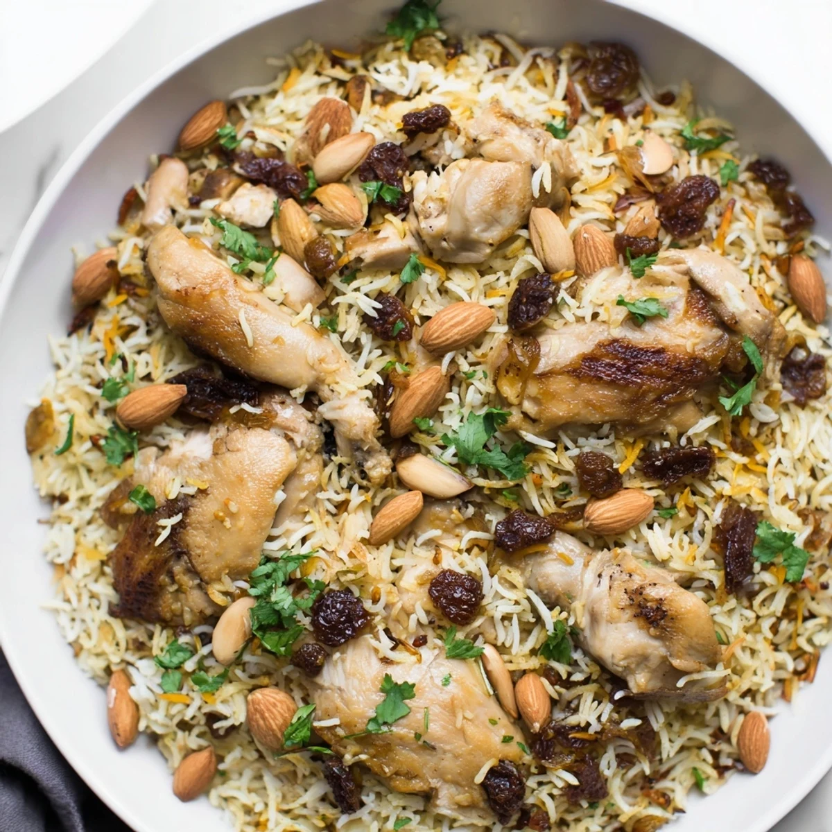 Fluffy basmati rice, saffron-infused, with juicy chicken in this inviting Saffron Chicken and Rice Pilaf.