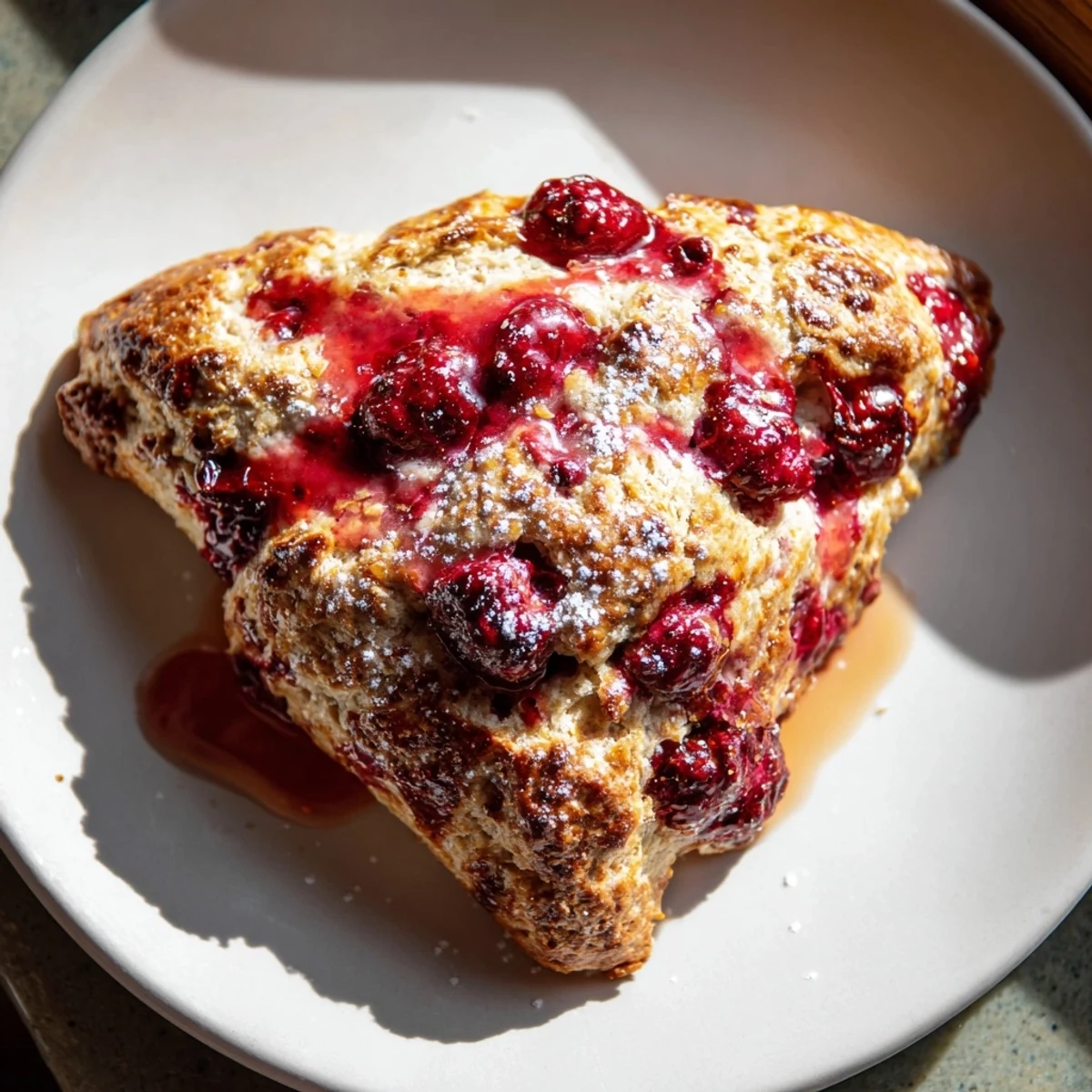 Freshly baked Rustic Birch-Warm Blueberry Scones, overflowing with plump blueberries and ready to be enjoyed.