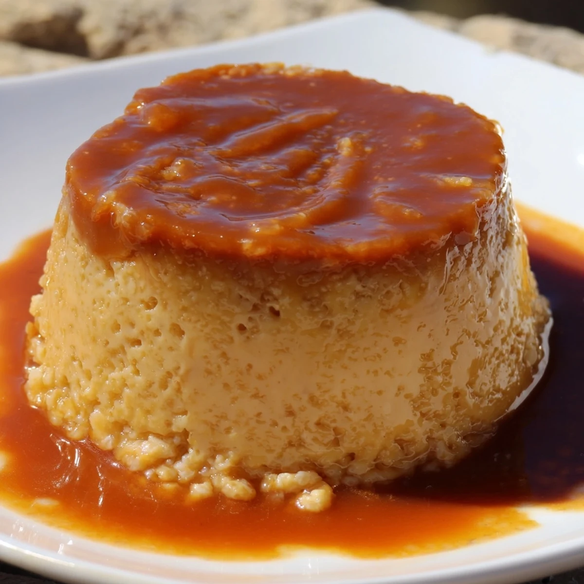Close-up of freshly baked Weekend Cabin-Style Sticky Toffee Pudding with dates, enticing with a glistening sauce.