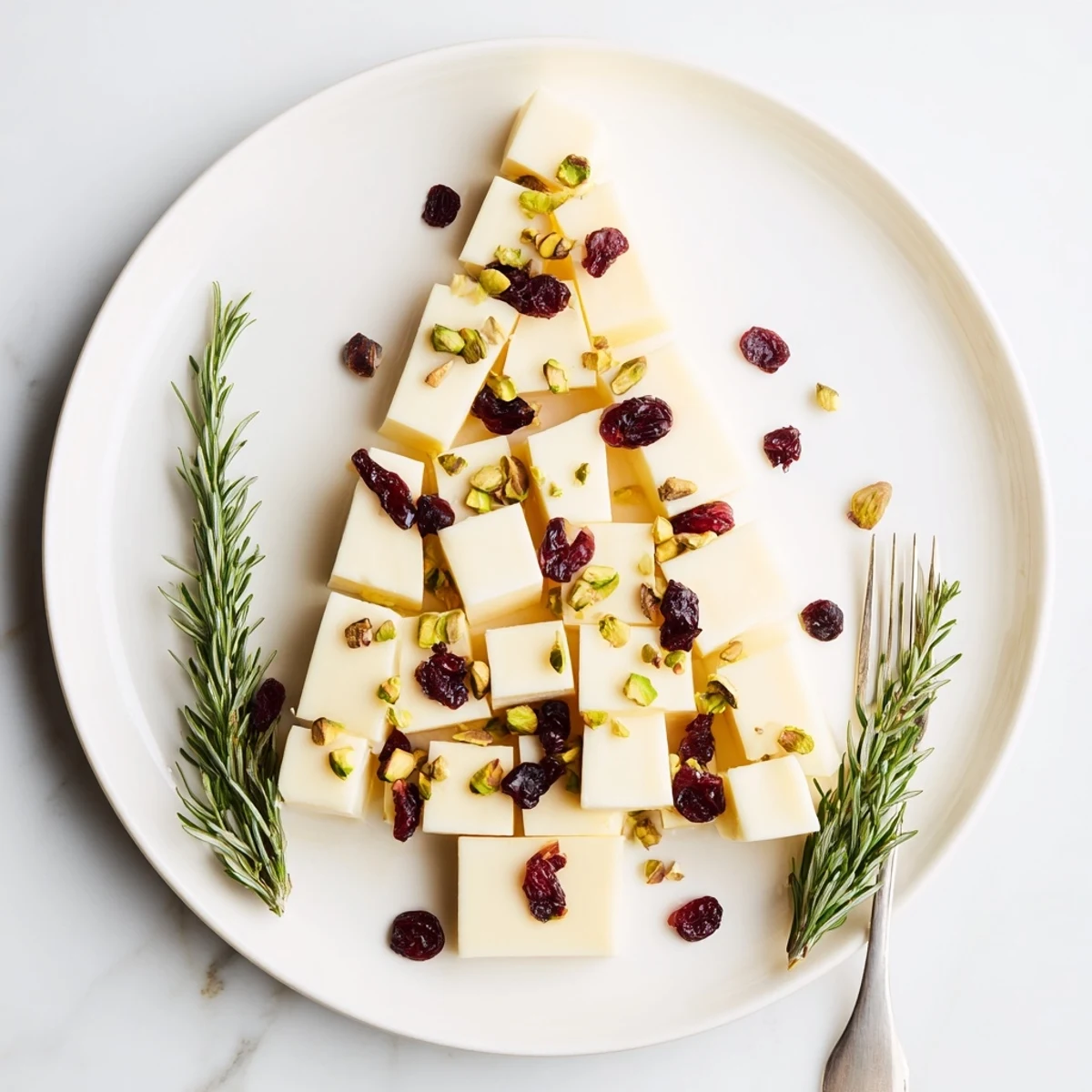 Festive Cranberry White Cheddar Tree, a holiday appetizer with white cheddar, tart cranberries, and crunchy nuts.