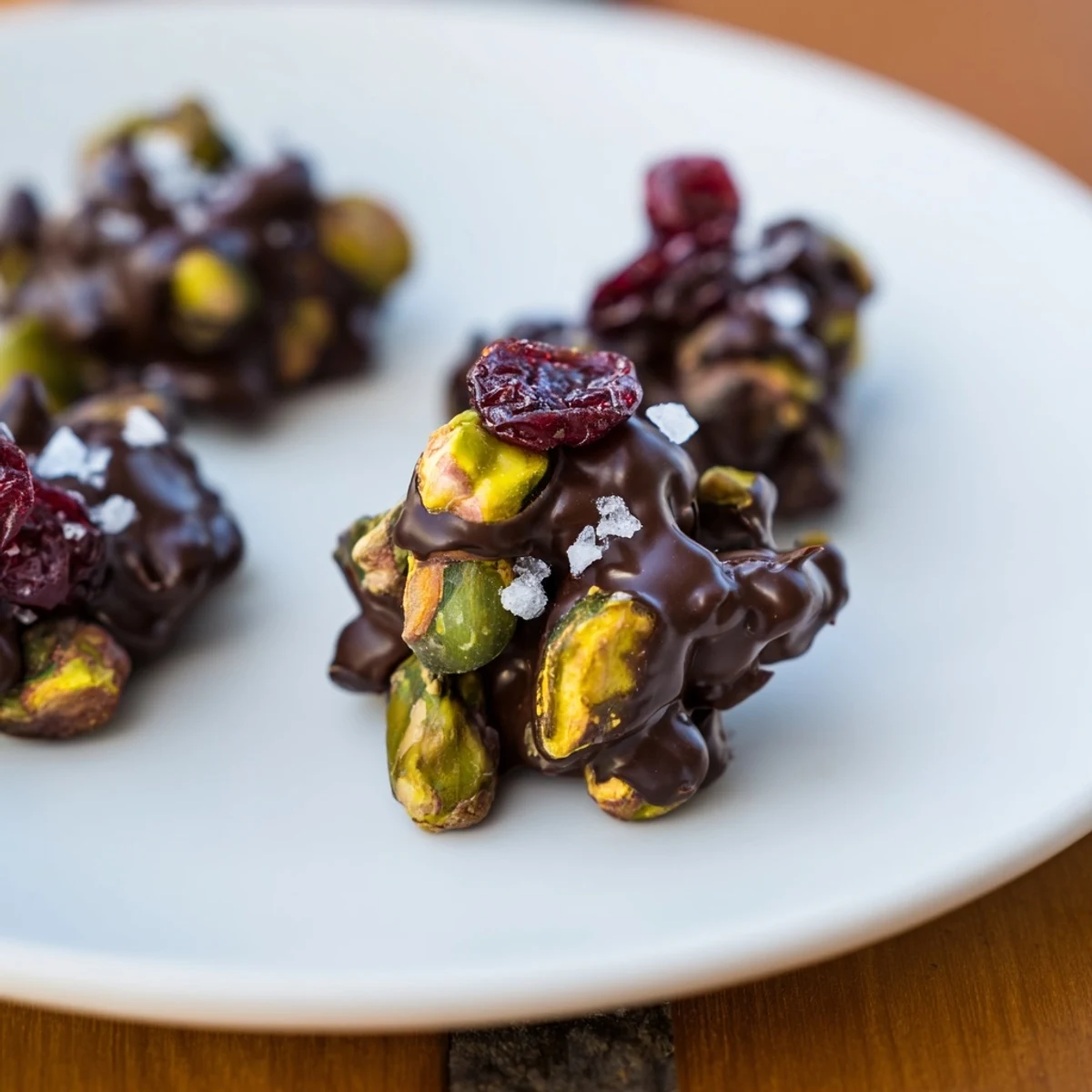 Beautifully arranged bite-sized Pistachio and Dried Cranberry Clusters, ideal for sharing with friends.