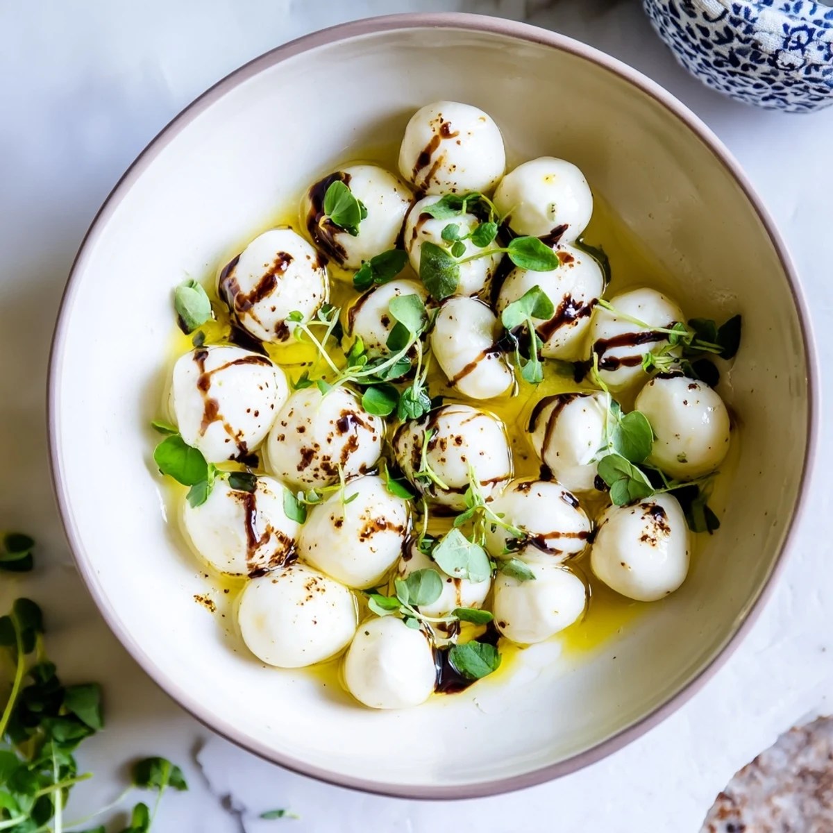 Creamy mozzarella pearls in a bowl, a simple Italian appetizer, ready to serve and enjoy.