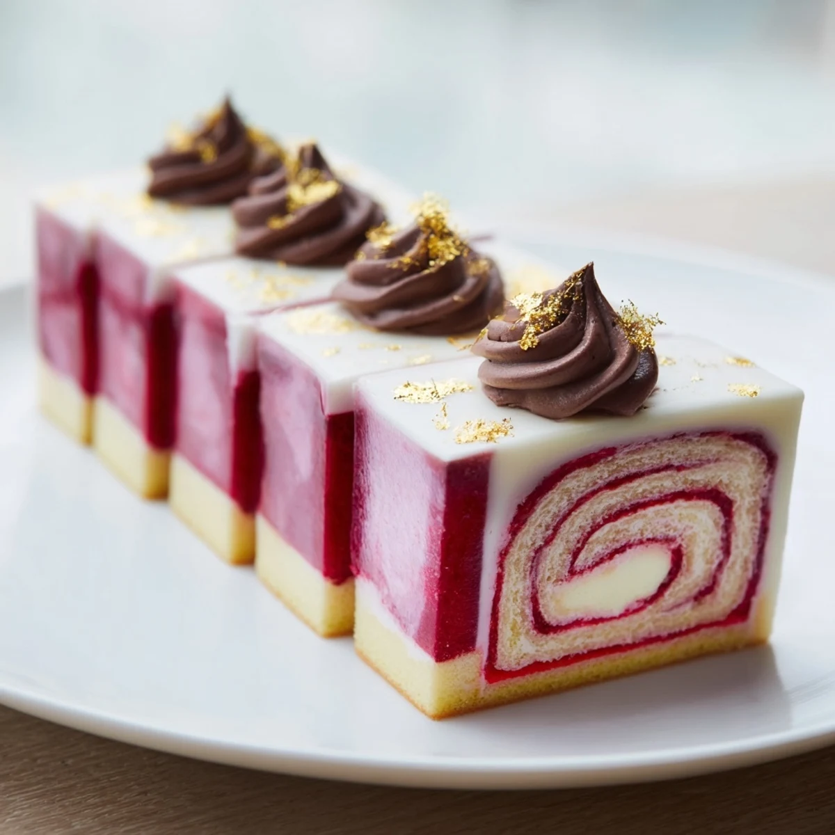 The Golden Ratio Shell, a visually intriguing dessert, promises bursts of raspberry flavor and rich chocolate.