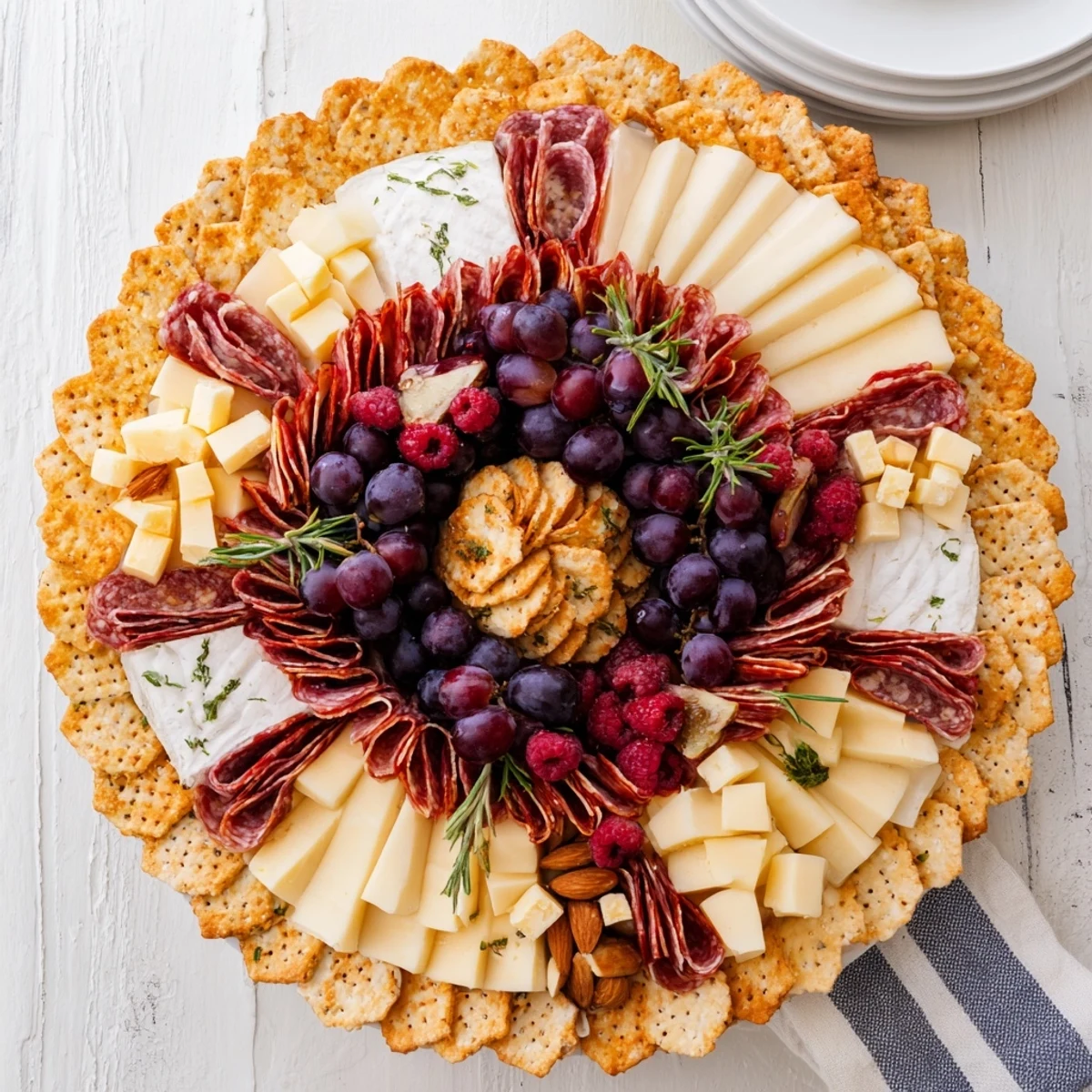 Vibrant image of The Ouroboros Circle: a party-ready platter with a cracker head and fruit tail creating a delicious cycle.