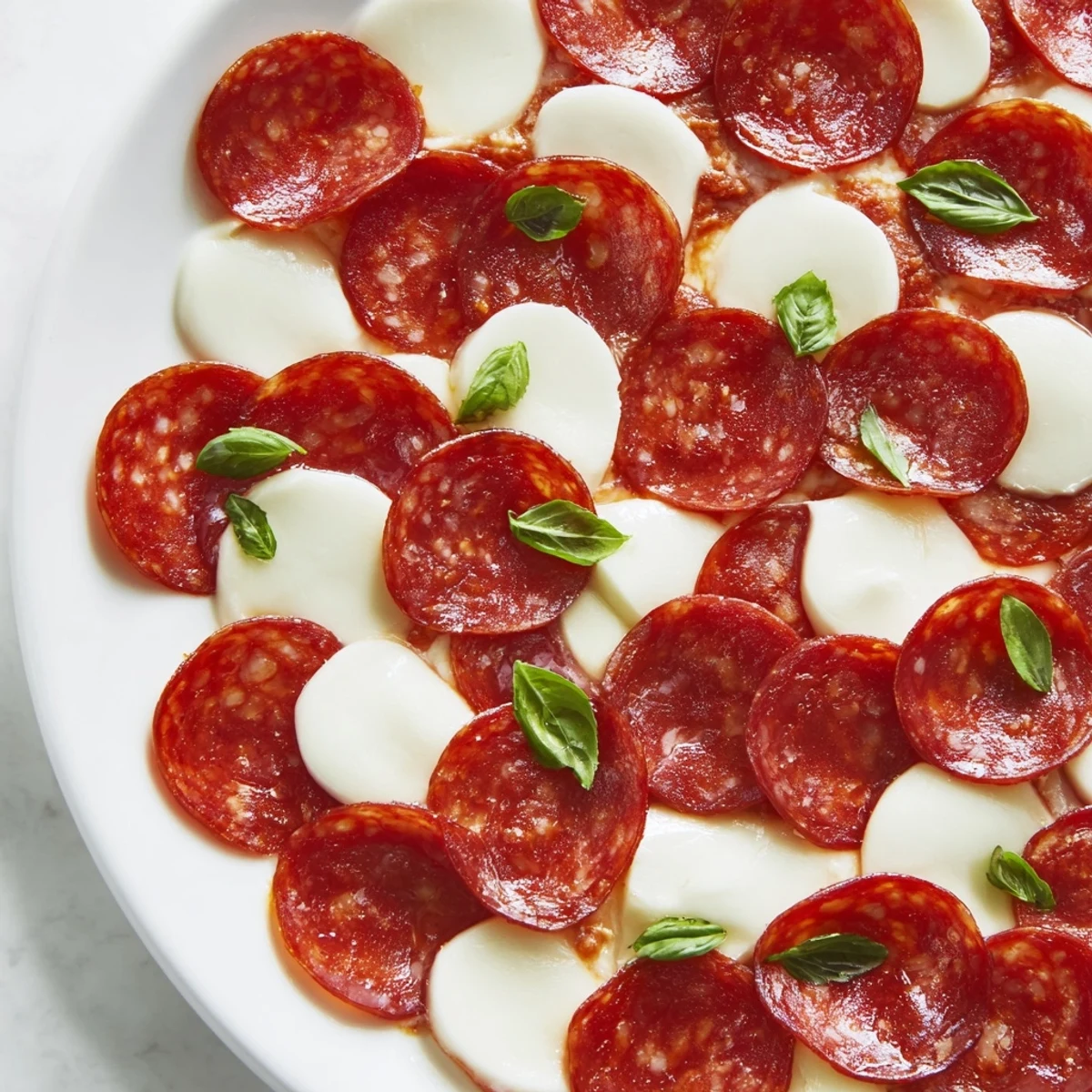 Golden-baked Dragon Scale appetizer ready to eat, featuring crispy pepperoni and creamy cheese rounds.