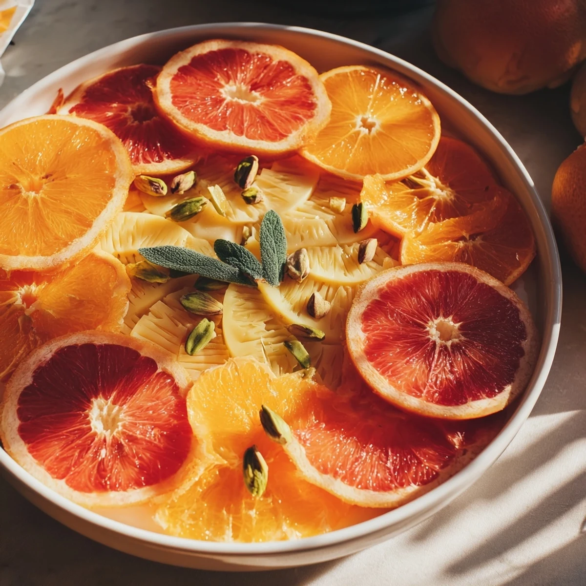 A Clockwork Orange appetizer platter showcasing vibrant citrus and creamy cheese clock hands.