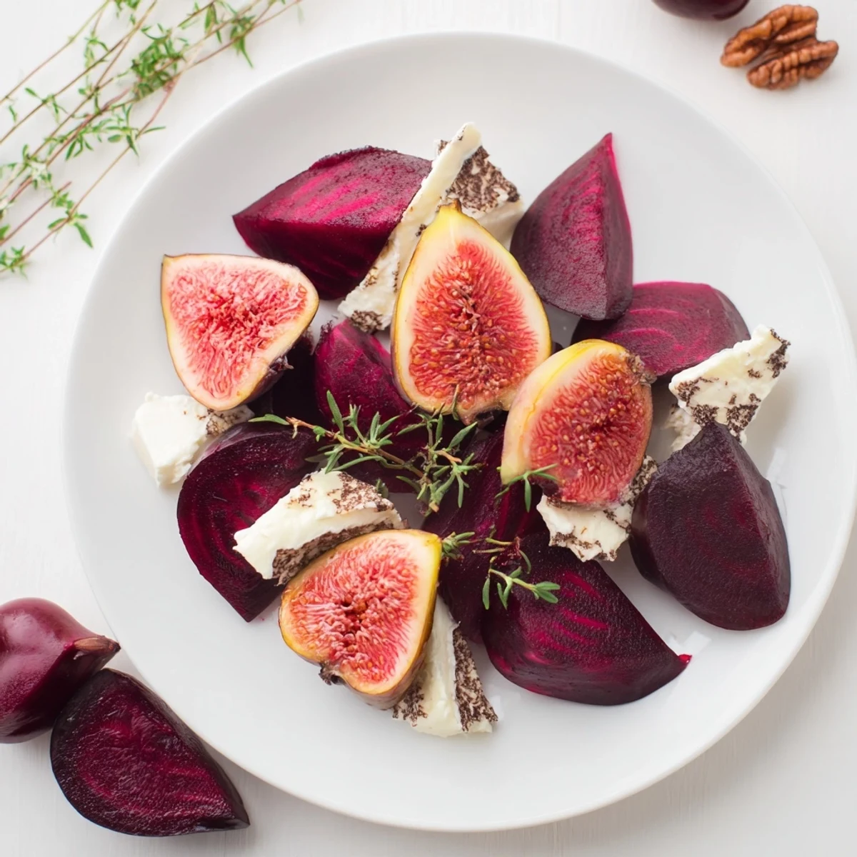 Midnight Orchard platter: vibrant fruit with creamy goat cheese, an elegant appetizer ready to serve.