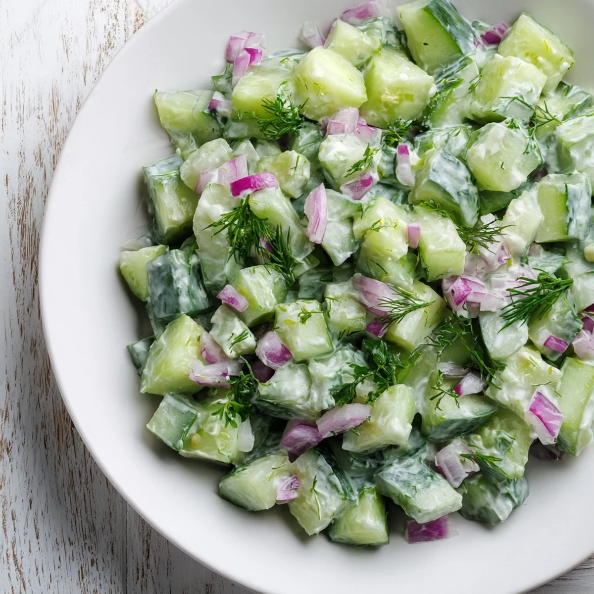 Cool, homemade Cucumber and Greek Yogurt Tzatziki Salad, perfect as a dip or with grilled meats.