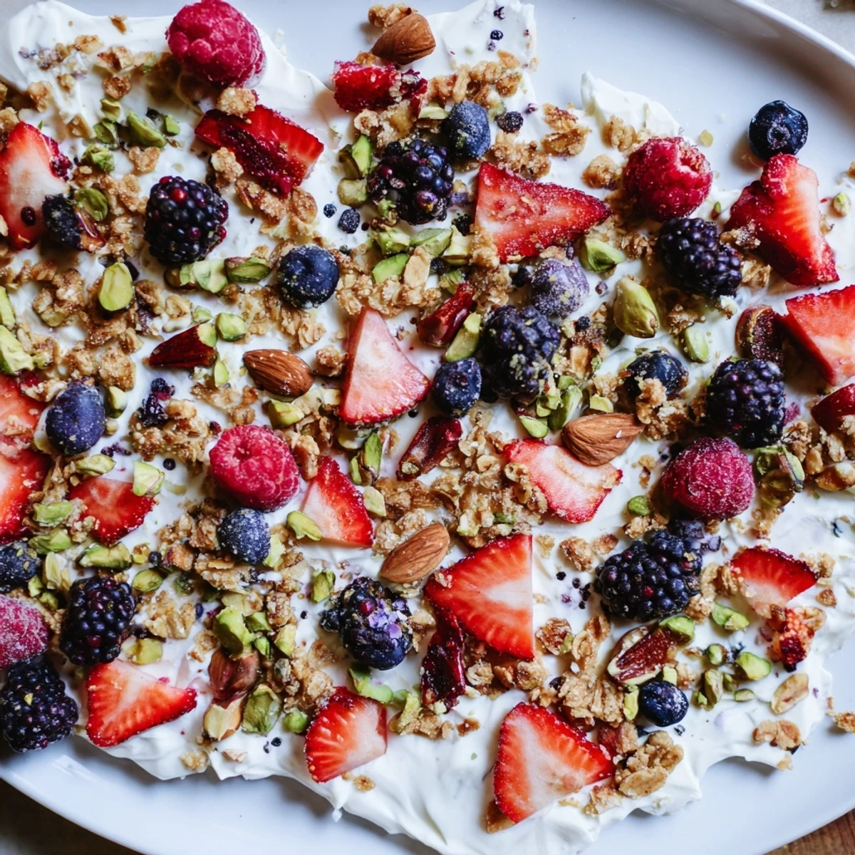 Vibrant photo of Frozen Fruit Yogurt Bark showcasing colorful berries and creamy yogurt.