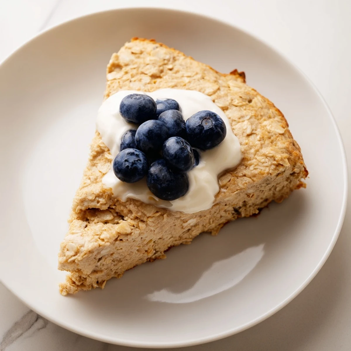 Fluffy Protein Pancake Oats baked to golden perfection, ready to be sliced and enjoyed for breakfast.