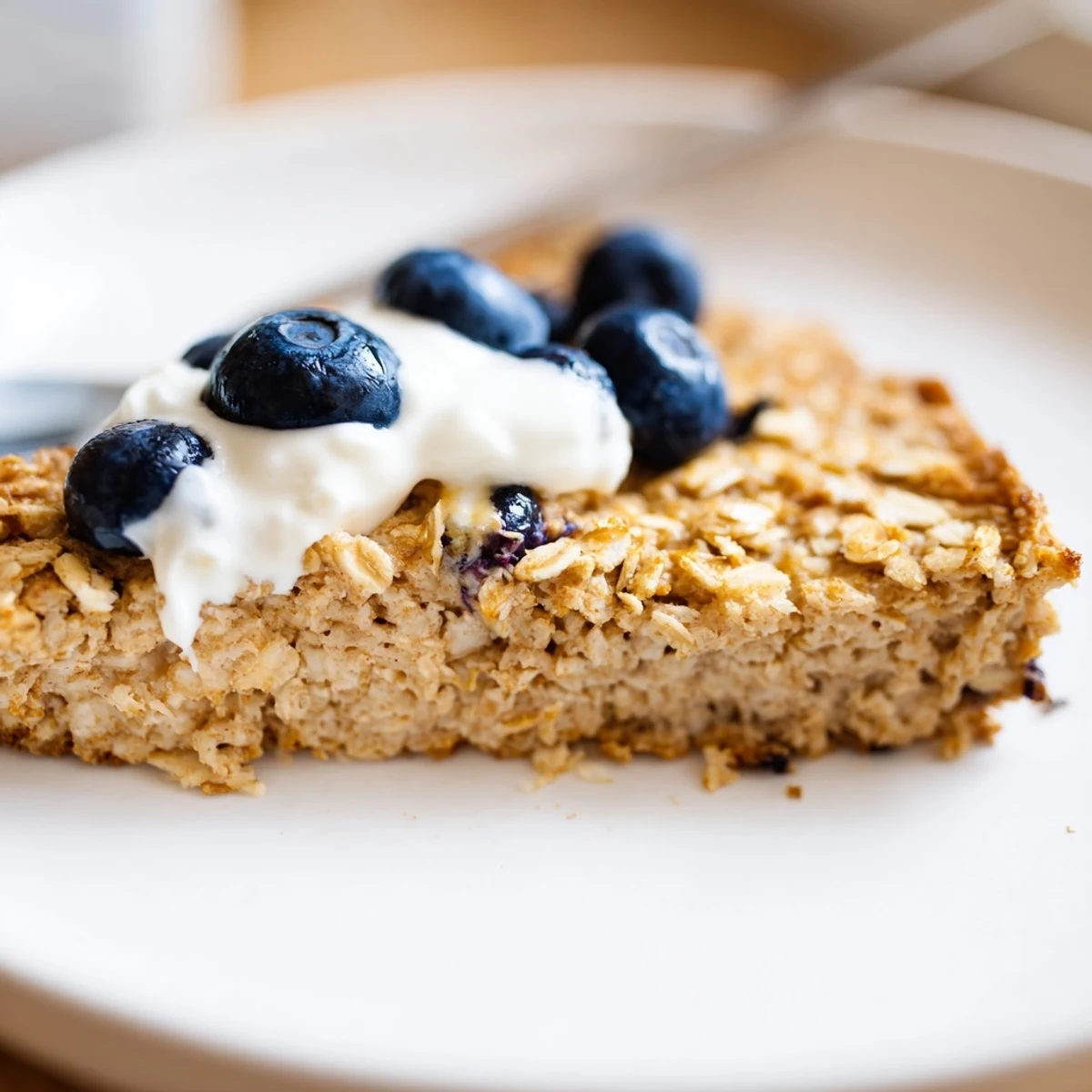 A beautiful photo shows the baked Protein Pancake Oats, a hearty breakfast full of protein and warmth.