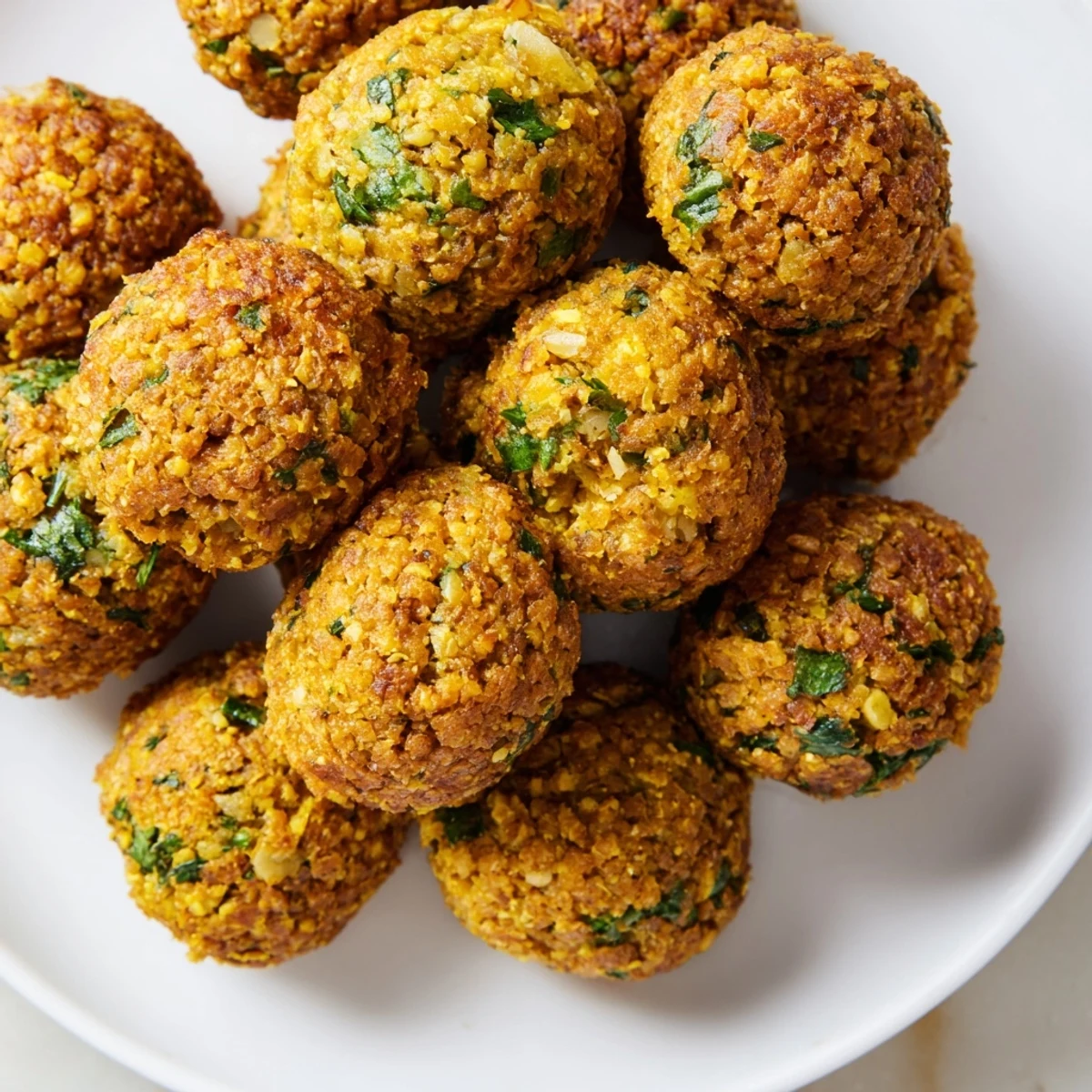 Imagine a plate of warm, perfectly fried Levantine falafel balls ready to be served with tahini sauce.