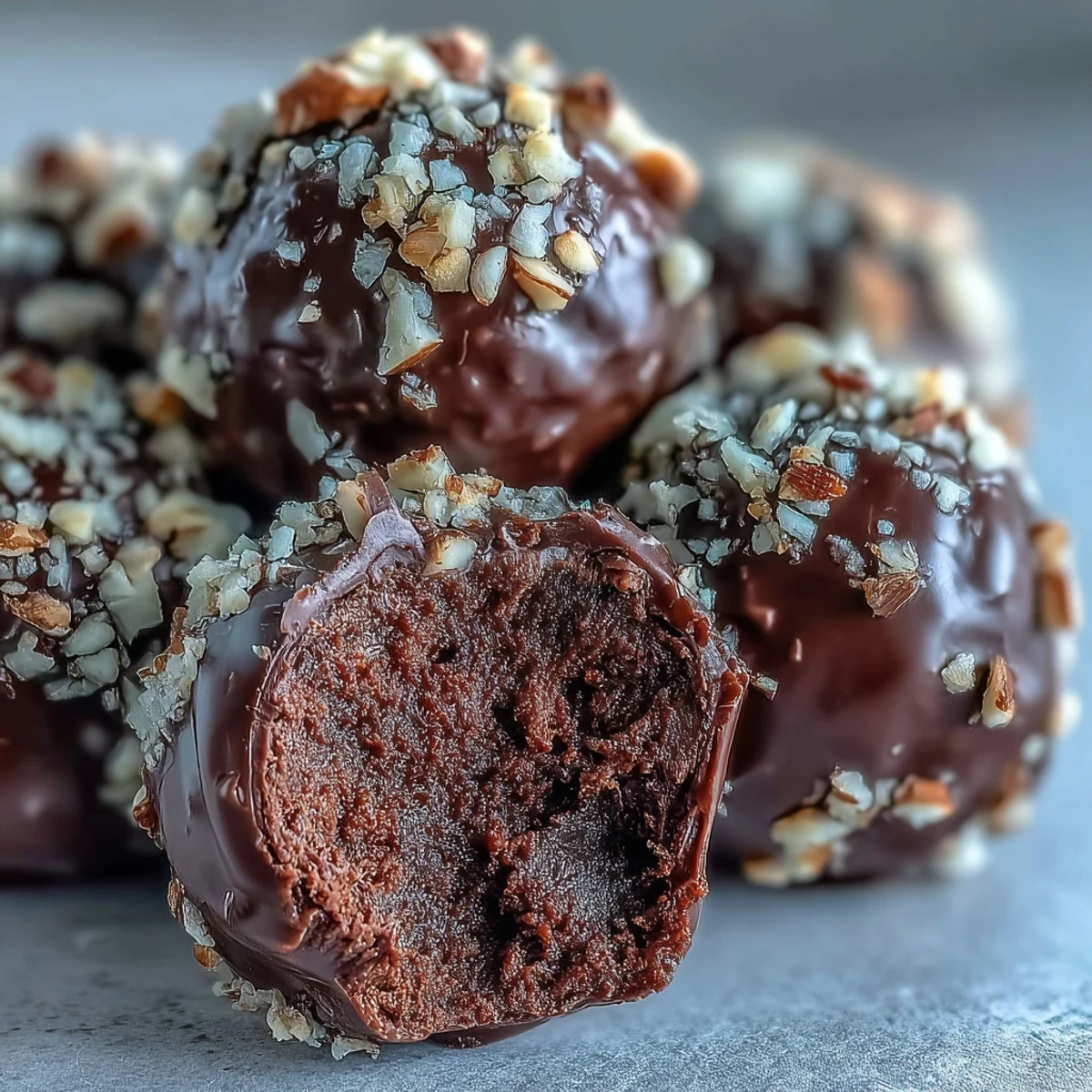 Dark chocolate truffles dusted with cocoa on a plate, perfect for gifting.