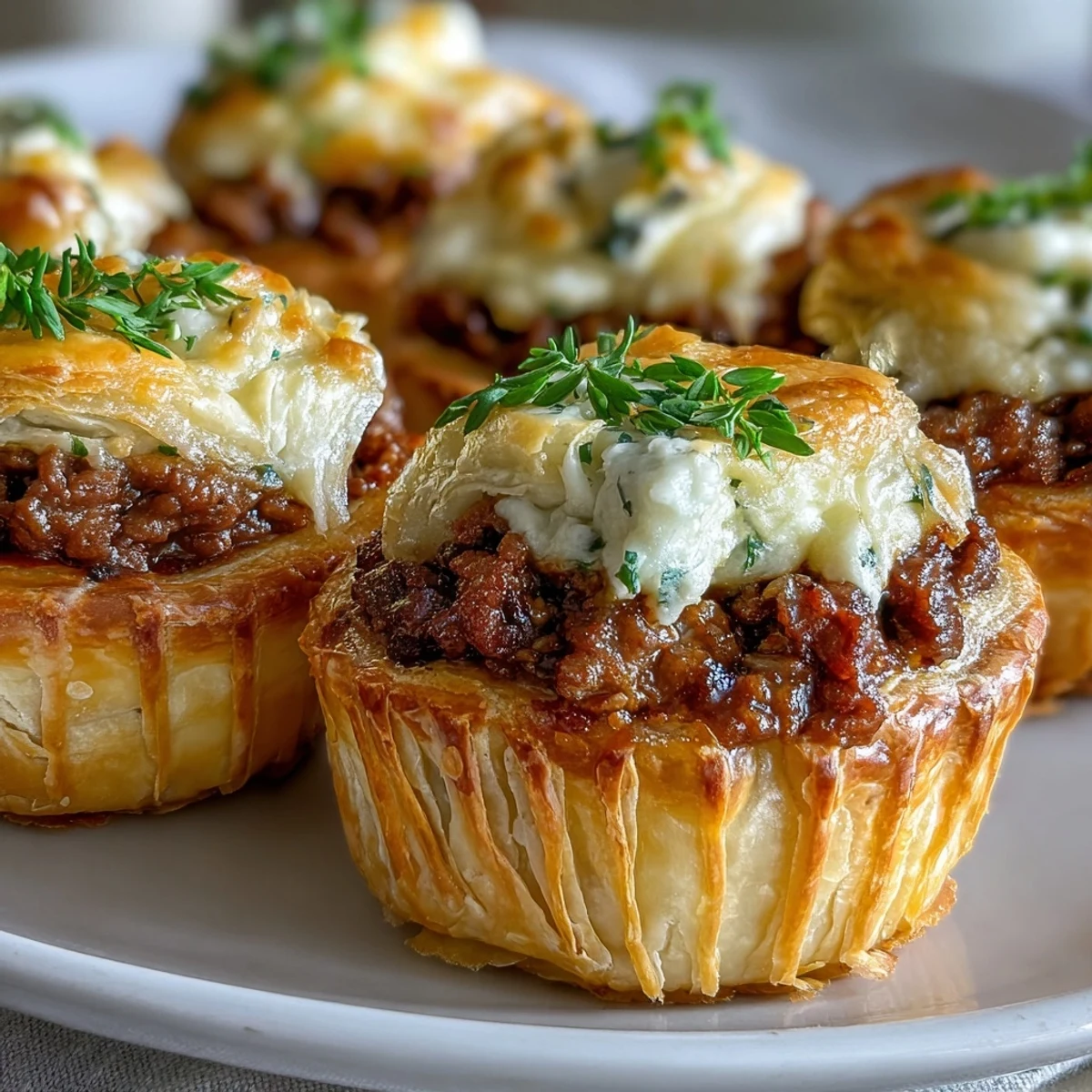 Freshly baked Mini Beef Tourtières with steam rising, showcasing a rich, spiced ground beef filling in hand-held pastries.