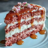 Delicate pink Bridal Shower Rosé Velvet Cake adorned with shimmering edible gold drip.