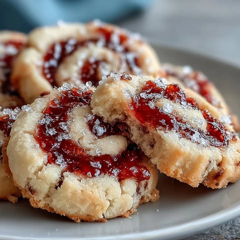 Golden Raspberry Swirl Shortbread Cookies on a cooling rack, jam centers glistening and ready for teatime.