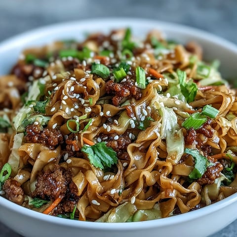 Steaming Potsticker Noodle Bowls feature rice noodles topped with seasoned pork and crisp cabbage in a savory sauce.