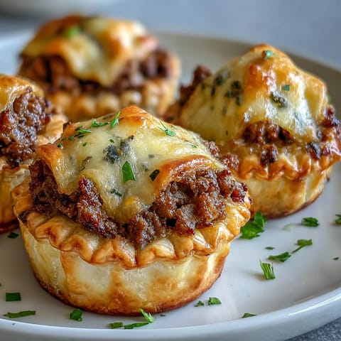 Mini Beef Tourtières arranged on a festive platter, served warm with a small bowl of cranberry chutney for dipping.