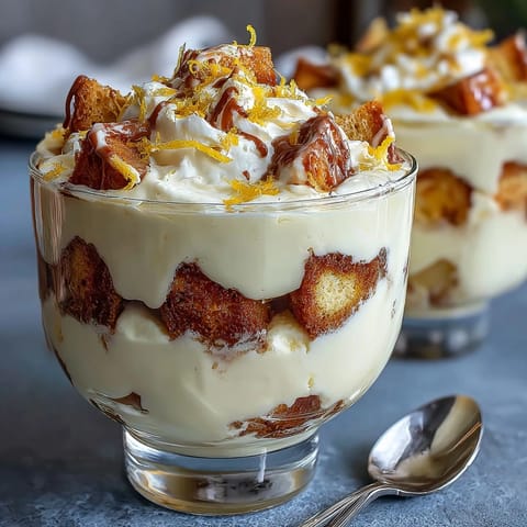 Zesty Homemade Limoncello Tiramisu Cups with creamy mascarpone and lemon zest garnish.  