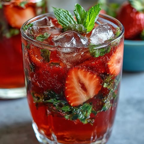 Vibrant strawberry basil lemonade mocktail pitcher with fresh strawberries and basil leaves for a refreshing summer drink.