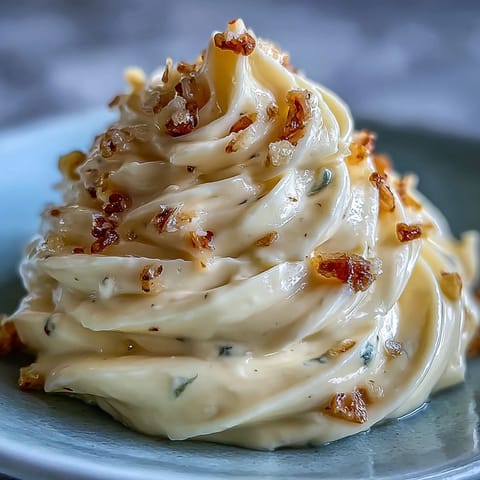 Creamy garlic aioli drizzled over crispy golden fries, perfect for dipping or spreading on sandwiches.  