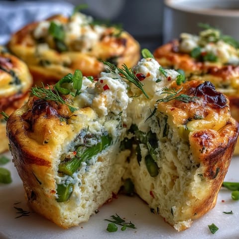 Fluffy egg muffins bursting with asparagus, peas, and feta—perfect for spring breakfast meal prep.  