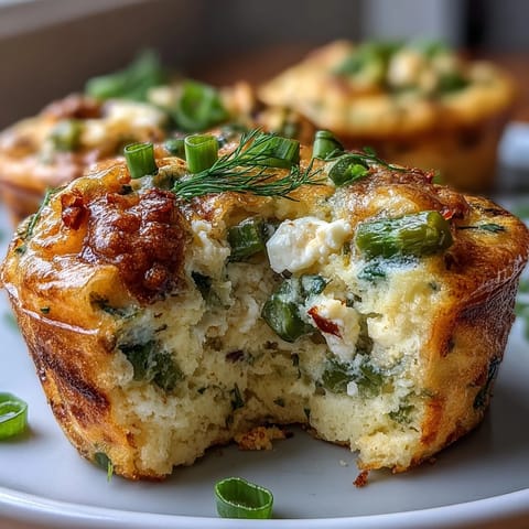 Golden baked frittata muffins filled with spinach, bell pepper, and fresh herbs, ready for brunch.  