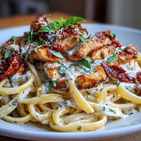 Viral Marry Me Chicken Pasta dish glistening with creamy sauce, ready to serve.