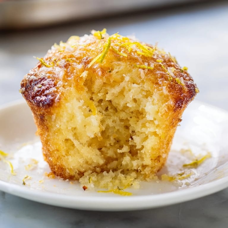 Freshly baked Simple Sweet Lemon Zest Muffins, a delicious treat with a sweet, sugary top.