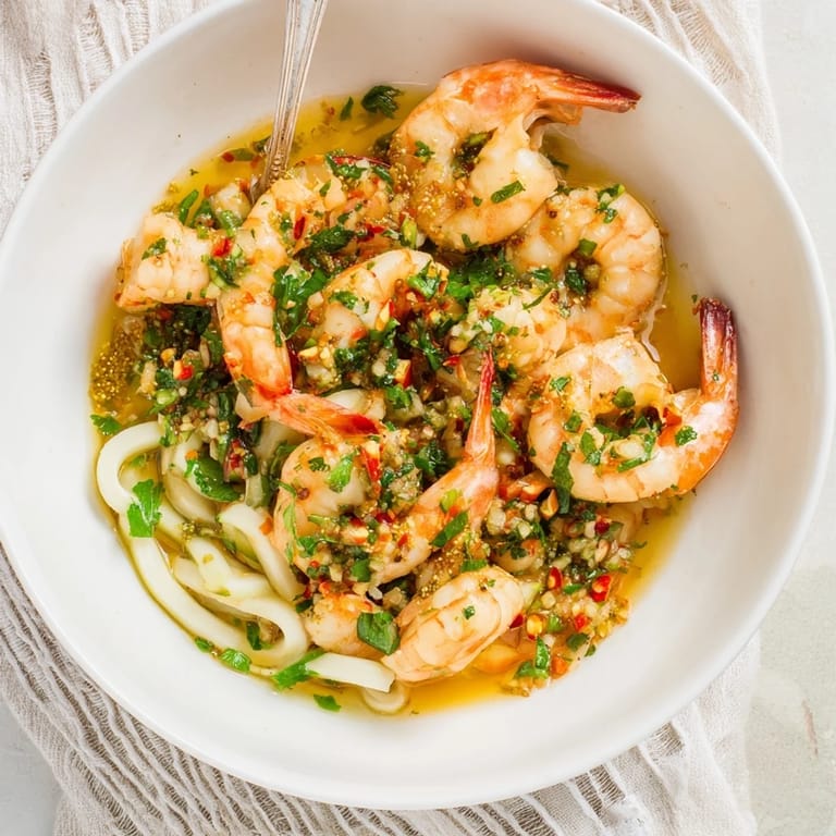 Vibrant Light & Bright Lemon Herb Shrimp Scampi with a luscious lemon sauce, ready for a delicious meal.