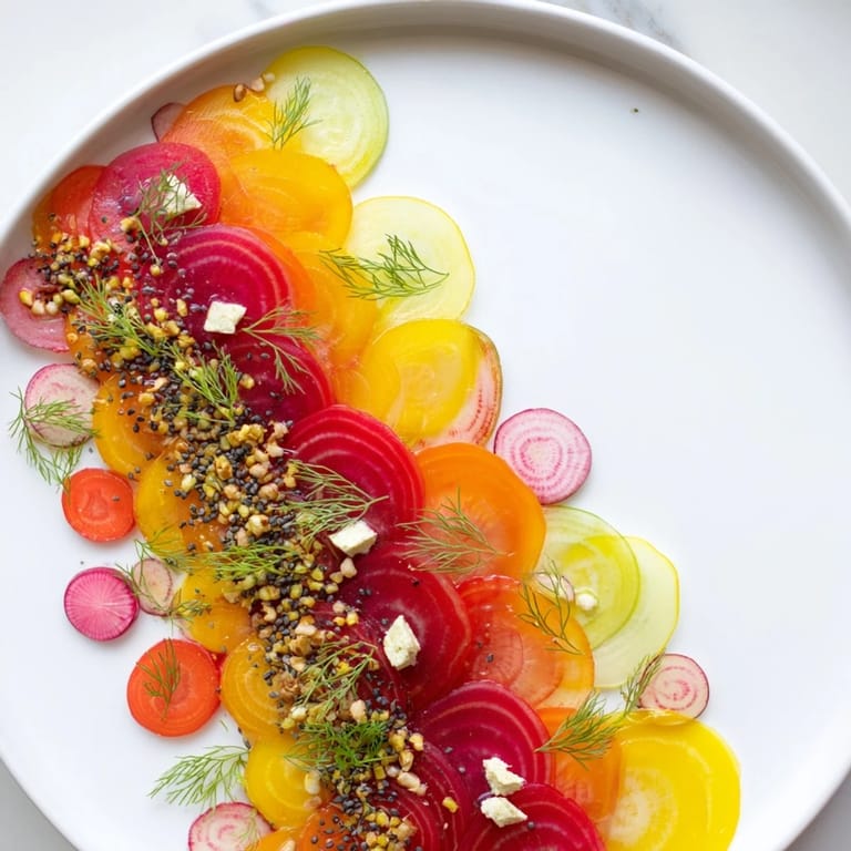 Deconstructed The Kinetic Motion Blur appetizer includes a visually stunning arrangement of fresh ingredients.