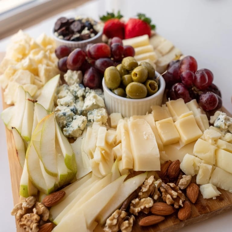 An abundant, artfully arranged Waterfall Edge Grazing Board with cascading grapes and figs, offering delicious variety.