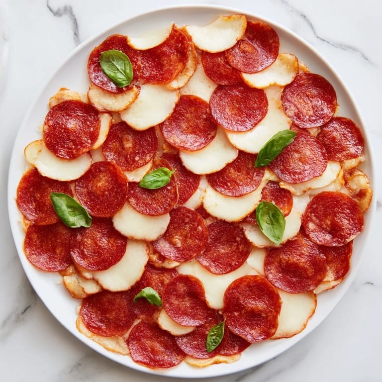 Beautifully arranged Dragon Scale appetizer, with alternating pepperoni and cheese ready for your party.