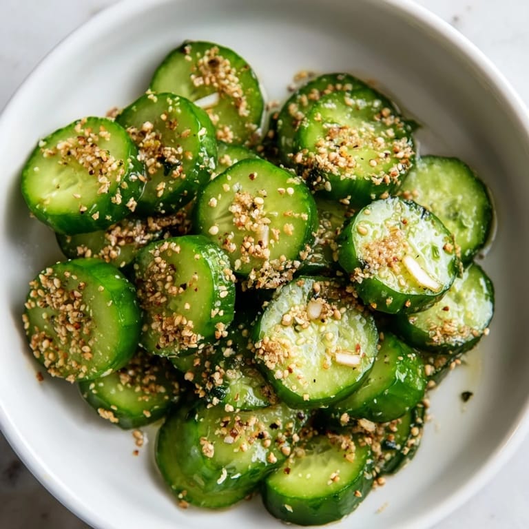 Quick snack of cucumber shaker with everything bagel seasoning, perfect bite-sized pieces for effortless enjoyment.