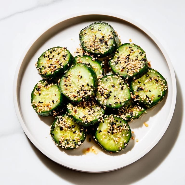 Cool cucumber, coated in savory everything bagel seasoning—a crunchy, flavorful delight for sharing.