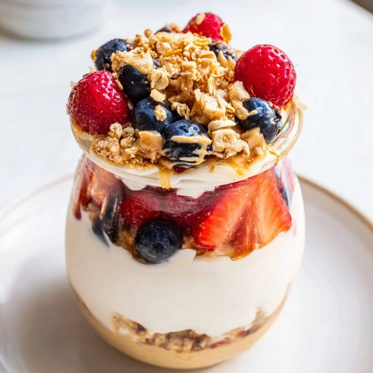 Enjoy a refreshing taste with this Cashew Butter Yogurt Parfait, a healthy breakfast layered with granola.