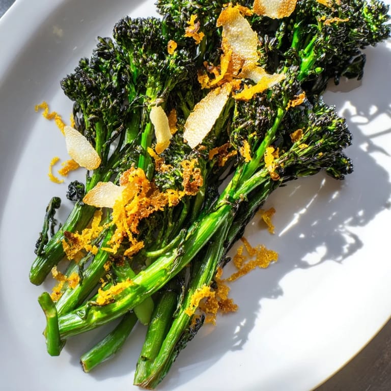 Freshly made charred broccolini salad with air-fried broccolini, ready to enjoy as a flavorful side dish.