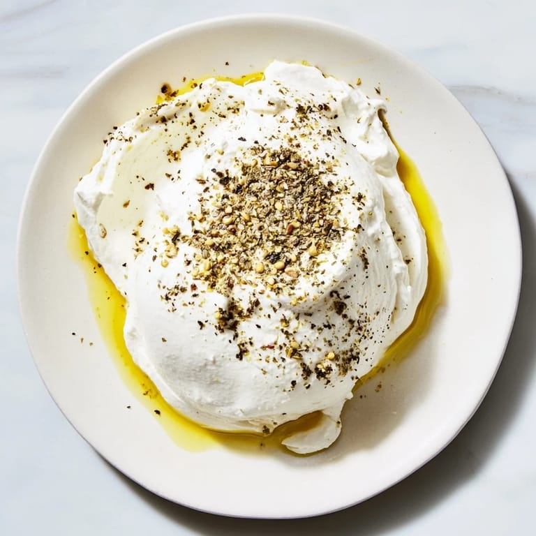 A close-up of thick, tangy Levantine labneh cheese in a bowl, perfect for dipping or spreading.