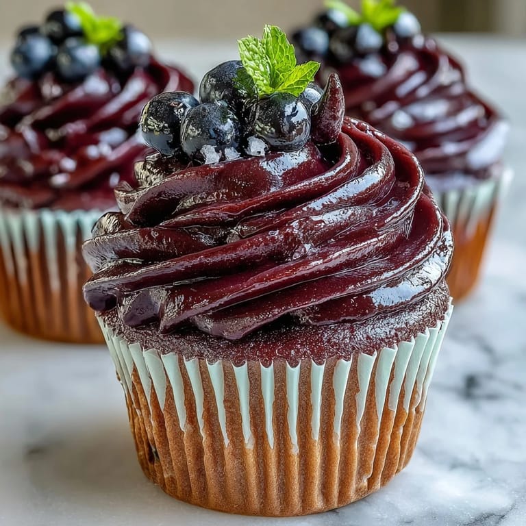 Rich purple Black Currant Frosting spread on a slice of layer cake, showing silky texture.