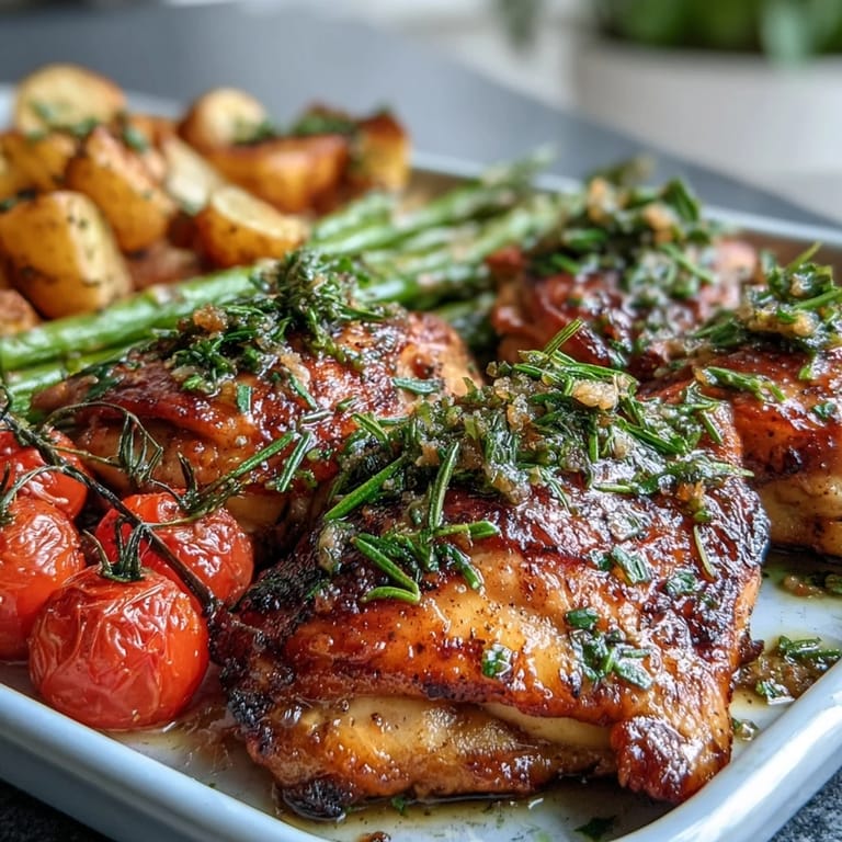 Juicy roasted chicken breasts paired with vibrant spring veggies like asparagus, snap peas, and cherry tomatoes for a nourishing meal.