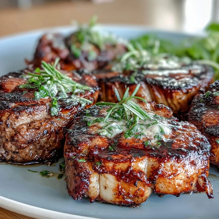 Tender sea scallops cooked in a fragrant garlic and lemon butter sauce, garnished with chopped parsley and lemon wedges.