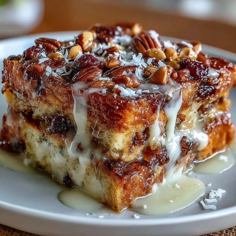 Traditional Mexican capirotada dessert, featuring rich piloncillo syrup-soaked bread, toasted nuts, and cheese, perfect for Lent or family gatherings.