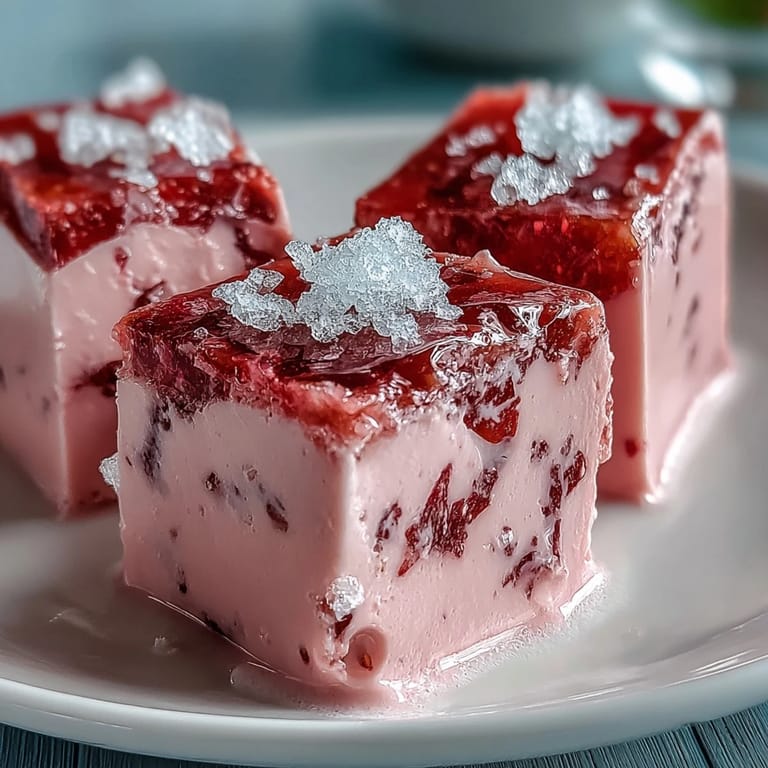 Elegant strawberry rose gelatin mosaic cake, a refreshing chilled dessert.