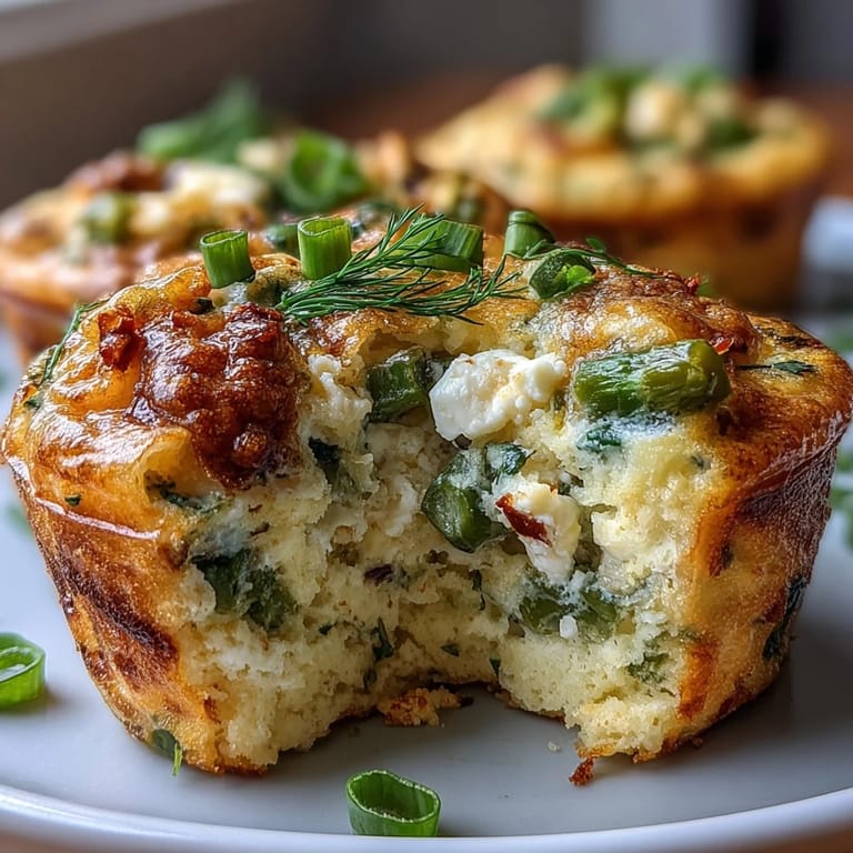 Golden baked frittata muffins filled with spinach, bell pepper, and fresh herbs, ready for brunch.  