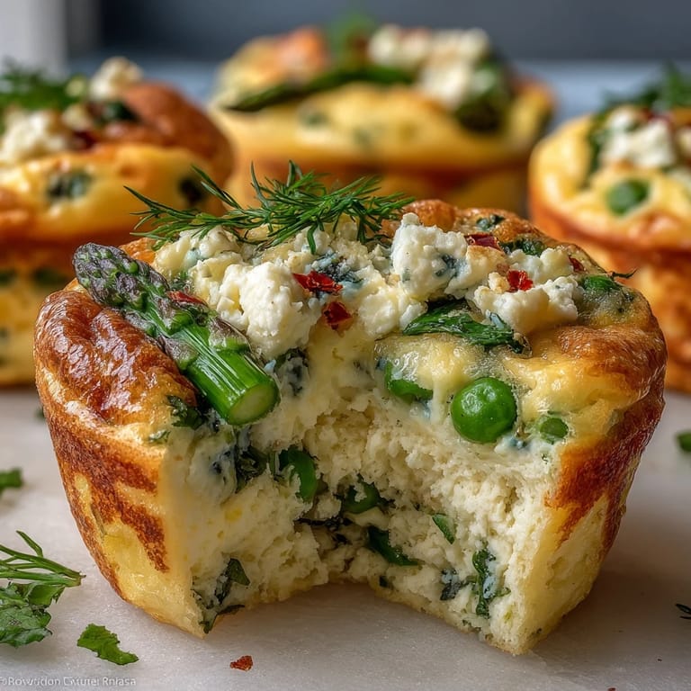 Savory vegetarian egg muffins with Parmesan and dill, ideal for healthy on-the-go snacking.