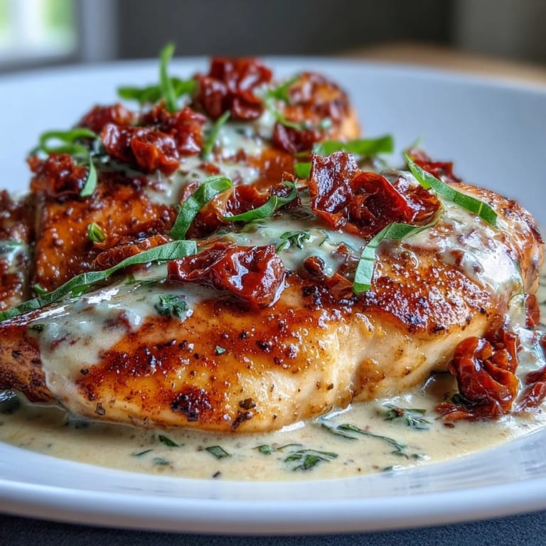 Irresistible Marry Me Chicken featuring tender chicken in a velvety sauce, garnished with fresh basil and Parmesan.