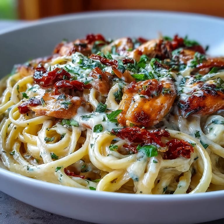 Tender chicken and al dente pasta in rich Marry Me Chicken Pasta sauce.