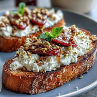 Strawberry Honey Ricotta Toast with Pistachios: vibrant breakfast with creamy ricotta, sweet strawberries, and crunchy nuts.