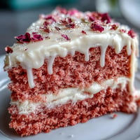 Elegant bridal shower rosé velvet cake with shimmering gold drip, perfect for a romantic celebration.